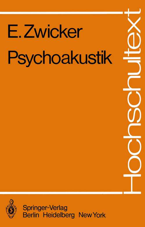 Book cover of Psychoakustik (1982) (Hochschultext)