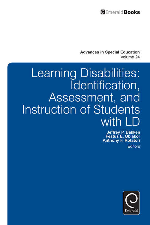 Book cover of Learning Disabilities: Identification, Assessment, and Instruction of Students with LD (Advances in Special Education #24)
