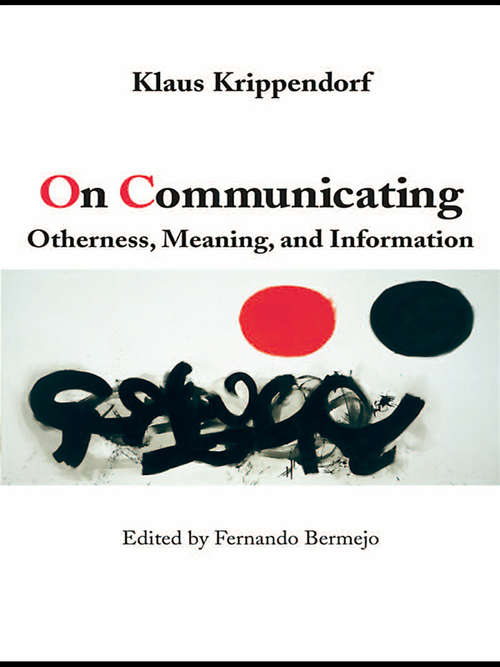 Book cover of On Communicating: Otherness, Meaning, and Information