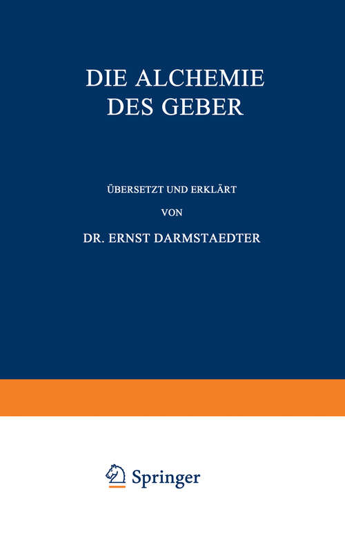 Book cover of Die Alchemie des Geber (1922)