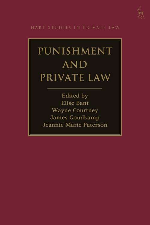 Book cover of Punishment and Private Law (Hart Studies in Private Law)