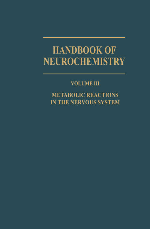 Book cover of Metabolic Reactions in the Nervous System (1970)