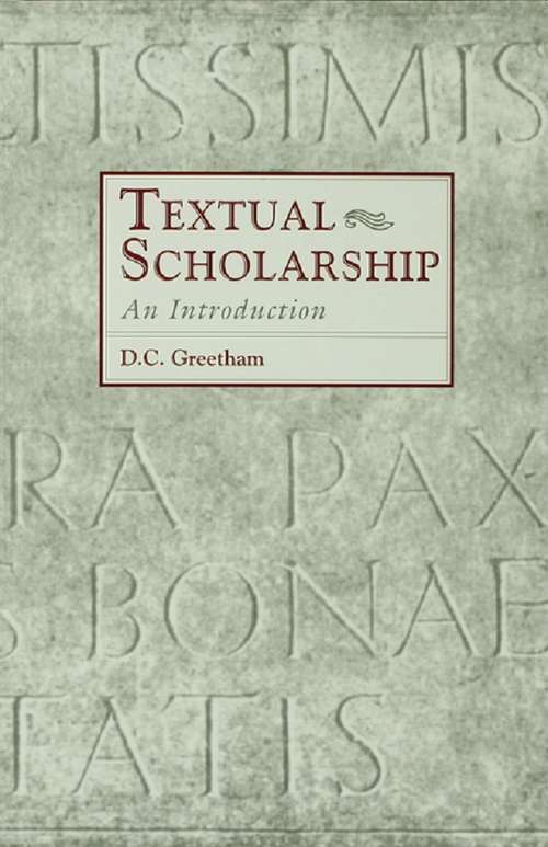 Book cover of Textual Scholarship: An Introduction (Text: An Interdisciplinary Annual Of Textual Studies)