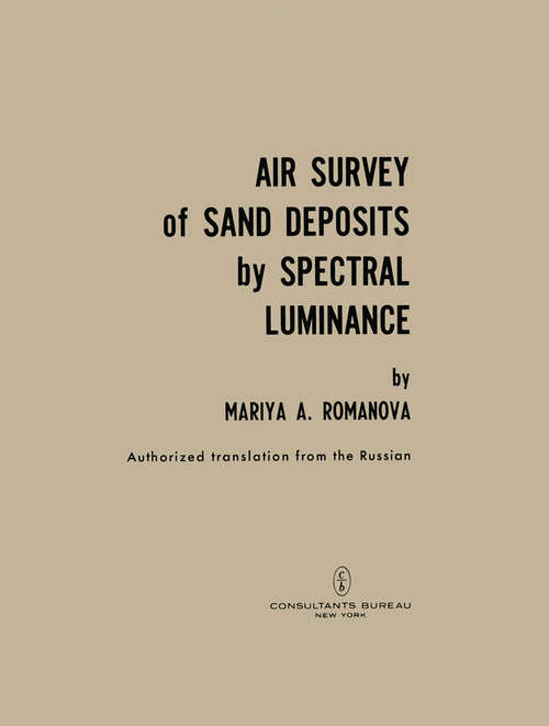 Book cover of Air Survey of Sand Deposits by Spectral Luminance (1964)