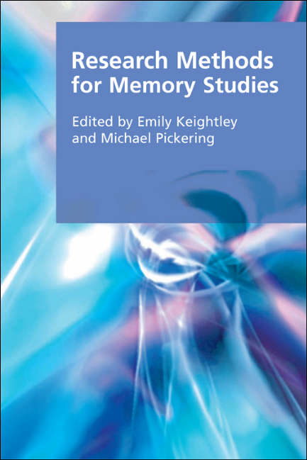 Book cover of Research Methods for Memory Studies (Research Methods for the Arts and Humanities)