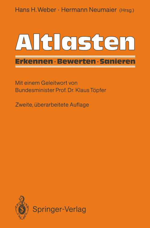 Book cover of Altlasten: Erkennen, Bewerten, Sanieren (2. Aufl. 1993)