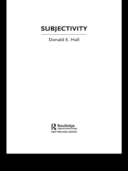 Book cover of Subjectivity (The New Critical Idiom)