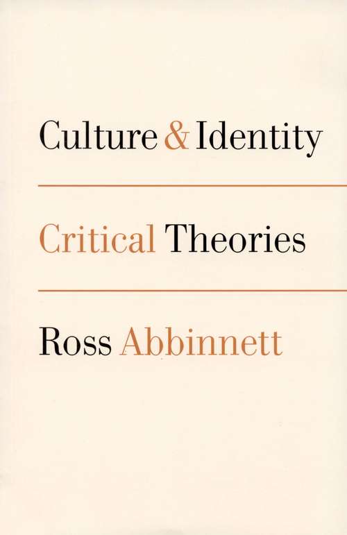 Book cover of Culture and Identity: Critical Theories (PDF)