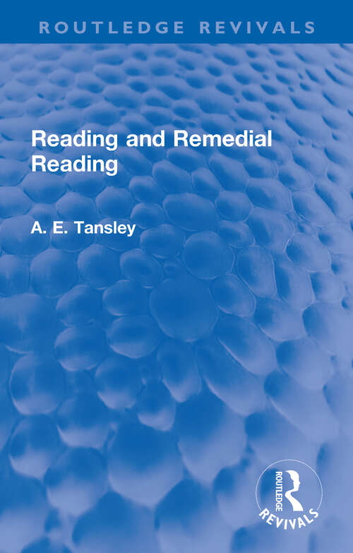 Book cover of Reading and Remedial Reading (Routledge Revivals)