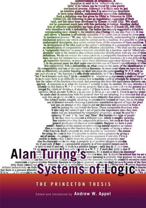 Book cover of Alan Turing's Systems of Logic: The Princeton Thesis (PDF)