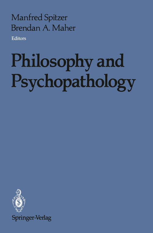 Book cover of Philosophy and Psychopathology (1990)