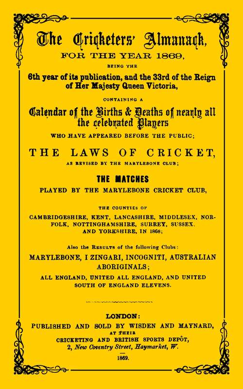 Book cover of Wisden Cricketers' Almanack 1869
