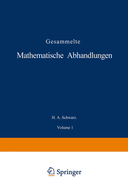 Book cover of Gesammelte Mathematische Abhandlungen: Erster Band (1890)