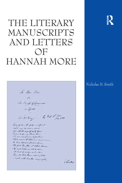 Book cover of The Literary Manuscripts and Letters of Hannah More
