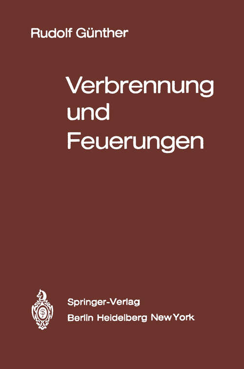 Book cover of Verbrennung und Feuerungen (1974)