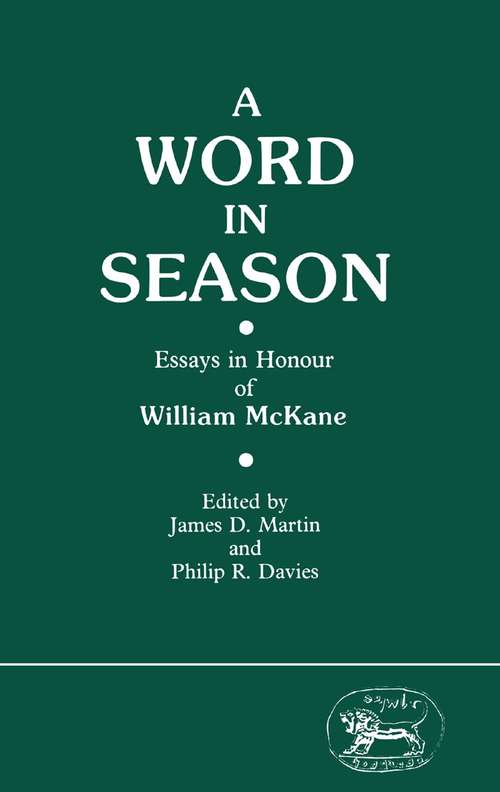Book cover of Word in Season: Essays in Honour of William McKane (The Library of Hebrew Bible/Old Testament Studies)