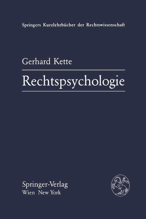Book cover of Rechtspsychologie (1987) (Springers Kurzlehrbücher der Rechtswissenschaft)