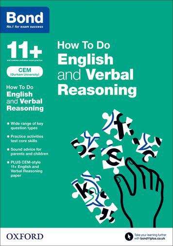 Book cover of Bond 11+: How To Do English And Verbal Reasoning