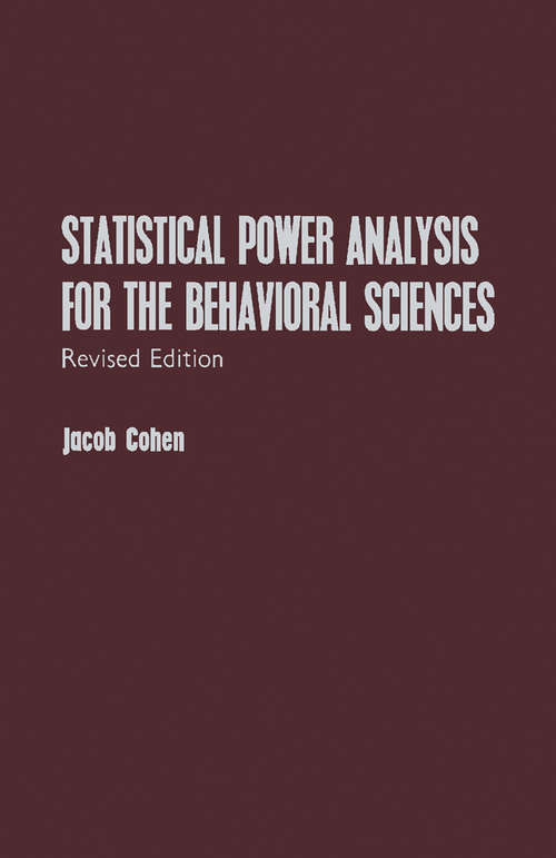 Book cover of Statistical Power Analysis for the Behavioral Sciences