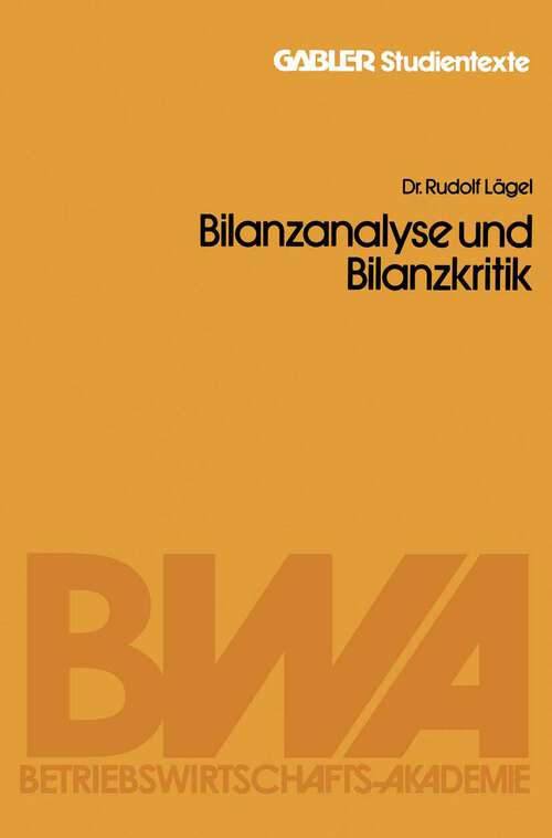 Book cover of Bilanzanalyse und Bilanzkritik (1979)