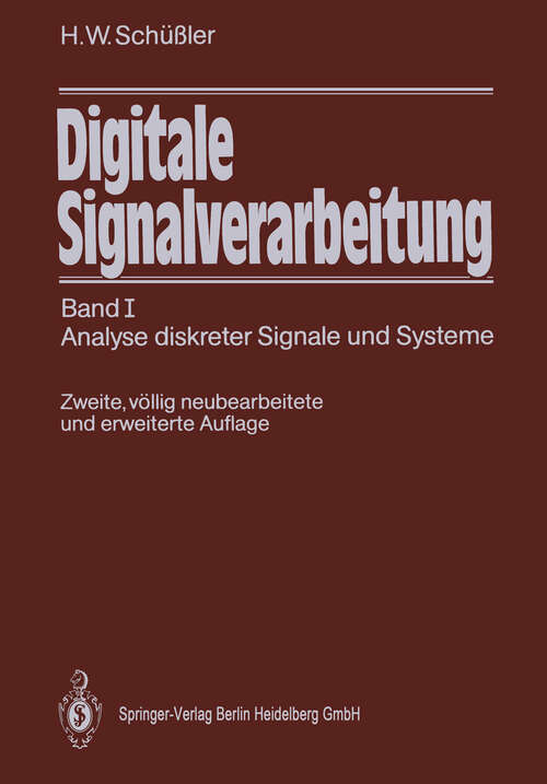 Book cover of Digitale Signalverarbeitung: Band I Analyse diskreter Signale und Systeme (2. Aufl. 1988)