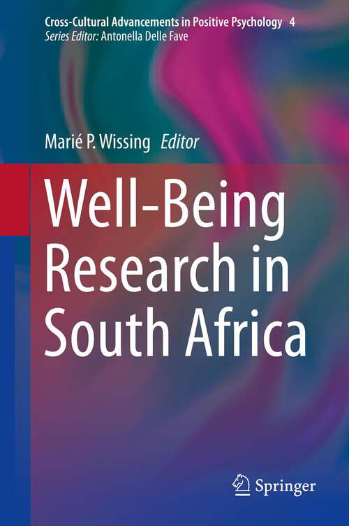 Book cover of Well-Being Research in South Africa (2013) (Cross-Cultural Advancements in Positive Psychology #4)