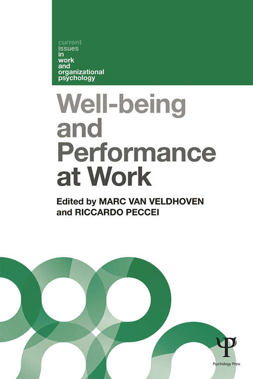 Book cover of Well-being and Performance at Work: The role of context