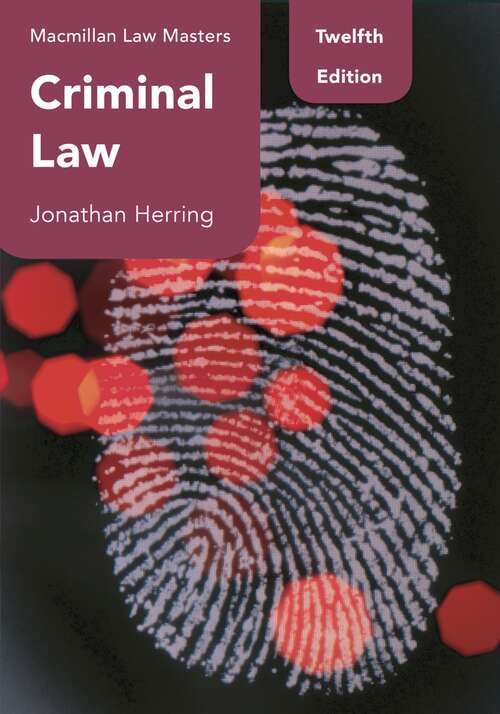 Book cover of Criminal Law (2) (Macmillan Law Masters)