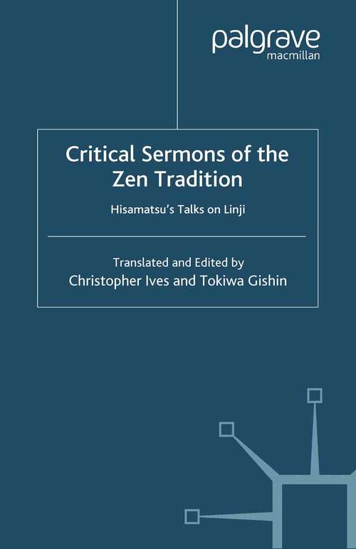Book cover of Critical Sermons of the Zen Tradition: Hisamatsu’s Talks on Linji (2002)