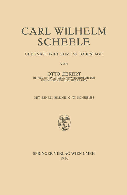 Book cover of Carl Wilhelm Scheele: Gedenkschrift Zum 150. Todestage (1936)