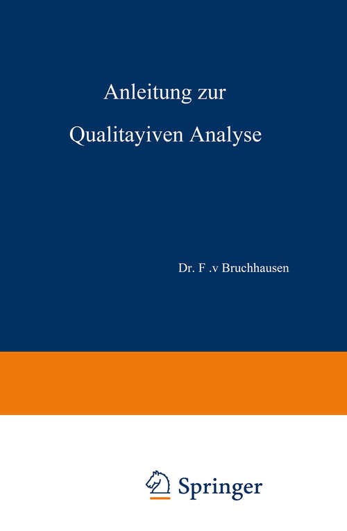 Book cover of Anleitung zur Qualitativen Analyse (12. Aufl. 1938)