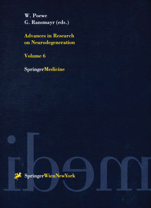 Book cover of Advances in Research on Neurodegeneration: Volume 6 (1999) (Journal of Neural Transmission. Supplementa #55)