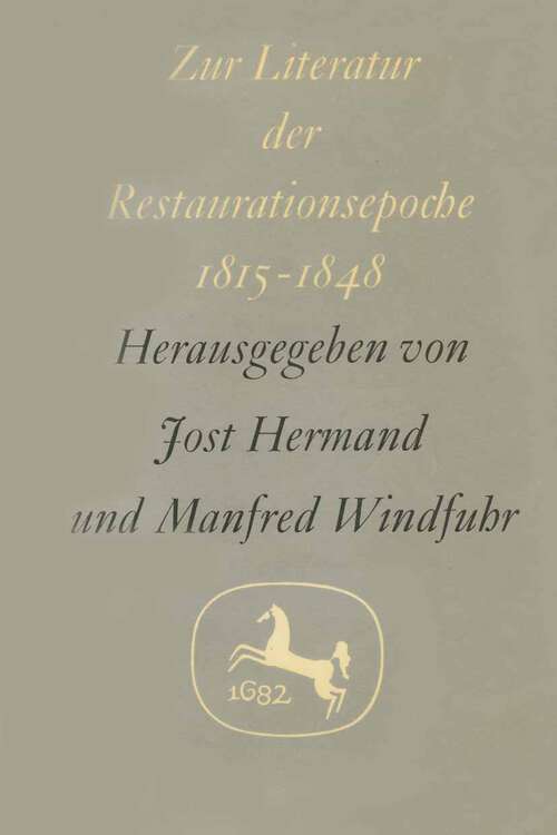 Book cover of Zur Literatur der Restaurationsepoche 1815–1848
