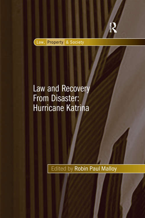 Book cover of Law and Recovery From Disaster: Hurricane Katrina (Law, Property and Society)