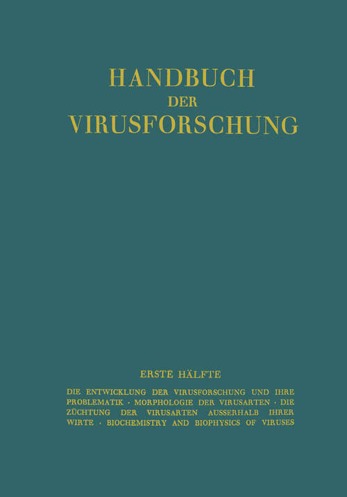 Book cover of Handbuch der Virusforschung: Erste Hälfte (1938)
