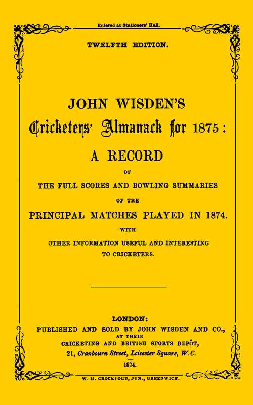 Book cover of Wisden Cricketers' Almanack 1875