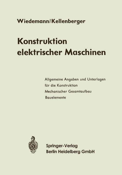 Book cover of Konstruktion elektrischer Maschinen (1967)