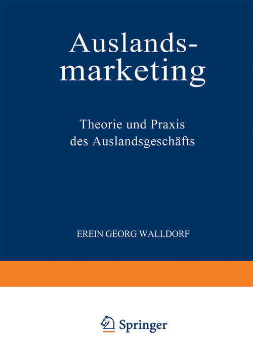 Book cover of Auslandsmarketing: Theorie und Praxis des Auslandsgeschäfts (1987)