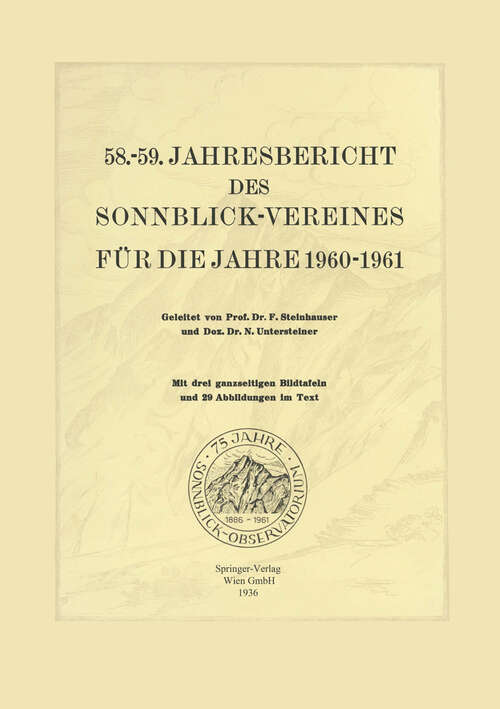 Book cover of 58.–59. Jahresbericht des Sonnblick-Vereines für die Jahre 1960–1961 (1963) (Jahresberichte des Sonnblick-Vereines: 1960/61)