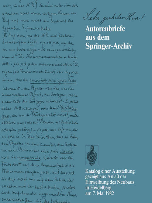 Book cover of Sehr geehrter Herr!: Autorenbriefe aus dem Springer-Archiv (1982)