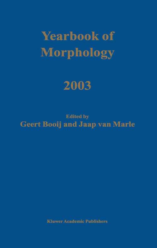 Book cover of Yearbook of Morphology 2003 (2003) (Yearbook of Morphology)