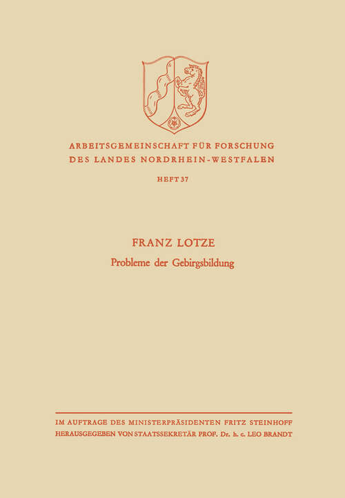 Book cover of Probleme der Gebirgsbildung (1957) (Arbeitsgemeinschaft für Forschung des Landes Nordrhein-Westfalen #37)