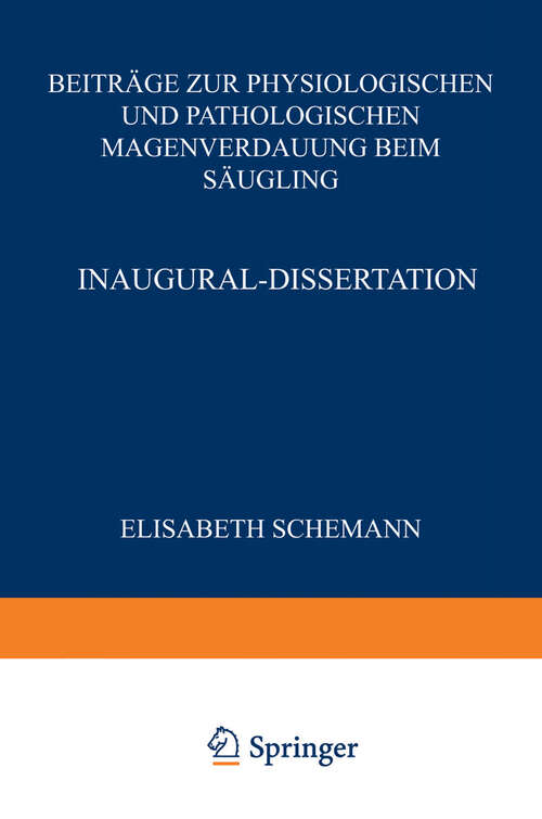 Book cover of Beiträge zur Physiologischen und Pathologischen Magenverdauung Beim Säugling (1928)