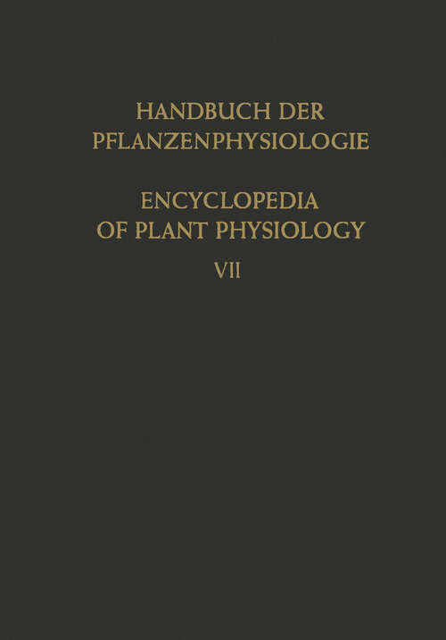 Book cover of Stoffwechselphysiologie der Fette und Fettähnlicher Stoffe / The Metabolism of Fats and Related Compounds (1957) (Handbuch der Pflanzenphysiologie   Encyclopedia of Plant Physiology #7)
