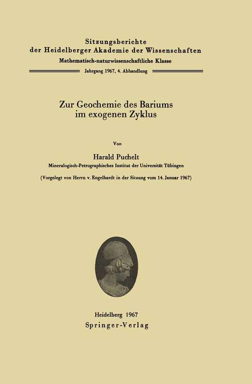 Book cover of Zur Geochemie des Bariums im exogenen Zyklus (1967) (Sitzungsberichte der Heidelberger Akademie der Wissenschaften: 1967/68 / 4)
