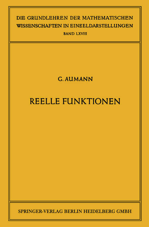 Book cover of Reelle Funktionen (1954) (Die Grundlehren der mathematischen Wissenschaften #68)
