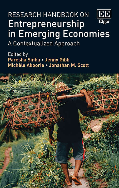 Book cover of Research Handbook on Entrepreneurship in Emerging Economies: A Contextualized Approach (Research Handbooks in Business and Management series)