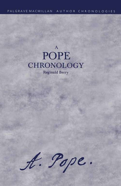 Book cover of Pope Chronology (1st ed. 1988) (Author Chronologies Series)