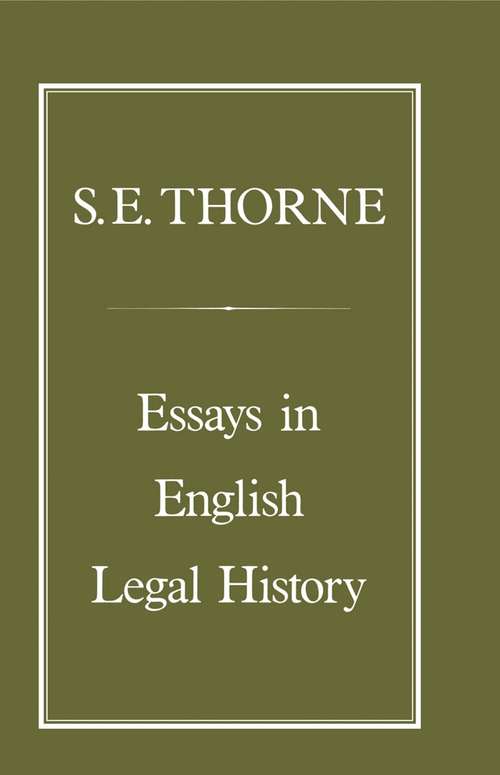Book cover of Essays in English Legal History