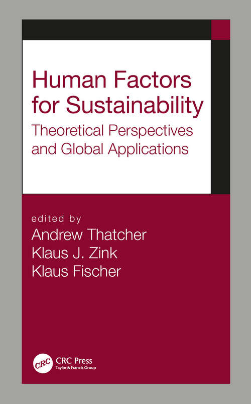 Book cover of Human Factors for Sustainability: Theoretical Perspectives and Global Applications